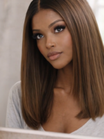 Lumivive Bye-Bye Knots™ 7x5 Lace Black to Chestnut Brown Ombre Yaki Bob Wig - Image 2