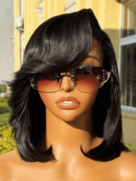 Lumivive 4x4 Lace Closure Black Bob Wig With Side Swept Bangs - Image 4