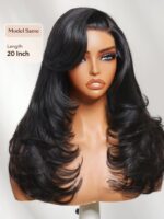 Lumivive 7x5 Bye-Bye Slip™ Lace Feathered Blowout Wig with Face-Framing Layers and Deep Side Part Bangs - Image 3