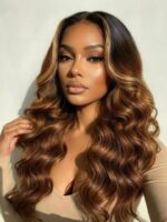 Lumivive 360 HD Lace Real Scalp™ Caramel Brown With Money Piece Highlights Body Wave Wig - Image 2