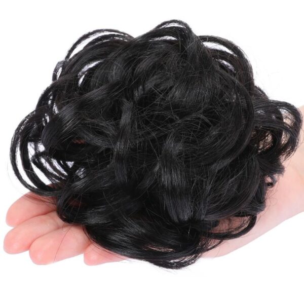 Lumivive Natural Black Curly Messy Bun Hair Piece