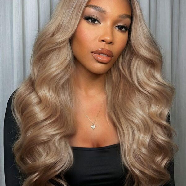 Lumivive 13x4 Pre-Everything™ Lace Frontal Ash Blonde With Brown Roots Body Wave Wig with Invisi Drawstring