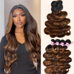 Lumivive Classic Brown Highlight 4Pcs Human Hair Body Wave Bundles - Image 4