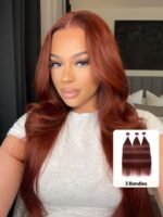 Lumivive Mahogany Auburn Brown 3Pcs 100% Remy Human Straight Hair Bundles