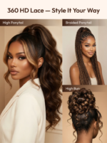 Lumivive 360 HD Lace Real Scalp™ Chocolate Brown Balayage Body Wave Wig with Money Piece Highlights - Image 2