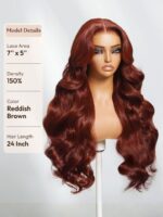 Lumivive Bye-Bye Knots™ Reddish Brown Glueless Real Hair Wig Pre-Max Easy Wear - Image 5