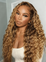 Lumivive Lace Front Bronde With Honey Blonde Highlights Water Wave Glueless Drawstring Wig - Image 5
