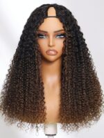 Lumivive EasiContour™ V Part Black to Chestnut Brown Jerry Curly Drawstring Wig