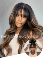 Lumivive 13x4 Pre-Everything™ Lace Frontal Balayage Highlights Fluffy Natural Loose Wave Curtain Bangs Wig - Image 2