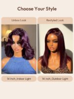 Lumivive Bye-Bye Knots™ 7x5 Lace Black Cherry Layered Wolf Cut with Wispy Bangs Drawstring Wig - Image 4
