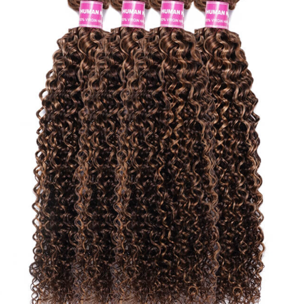 Lumivive Blonde Highlight Piano Colored Curly Hair Weave 4 Bundles