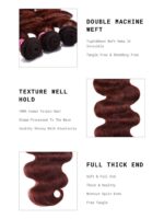 Lumivive Mahogany Reddish Brown Body Wave 3Pcs 100% Remy Human Hair Bundles - Image 9