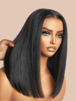 Lumivive 4x4 Lace Closure Black Bob Wig With Side Swept Bangs - Image 8