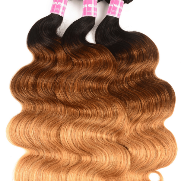 Lumivive 3Pcs Human Hair Brazilian Body Wave Bundles In Brown Ombre Color