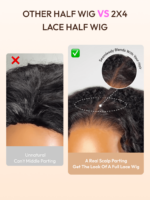 Lumivive Maxreal Half Wig 2x4 Lace Part Black Kinky Curly Wig - Image 5