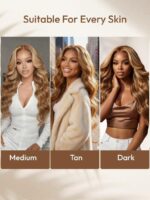 Lumivive Pre-Everything™ Lace Front Honey Blonde Highlights Body Wave Human Hair Wig - Image 3