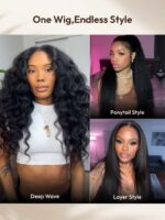 Lumivive HD Real Scalp™ Wig 13x4 Invisible Lace Frontal Black Kinky Straight Wig With Invisi Drawstring - Image 5