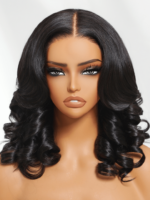 Lumivive Bye-Bye Knots 7x5 Lace Black Middle Part Short Retro Curls Wig - Image 6
