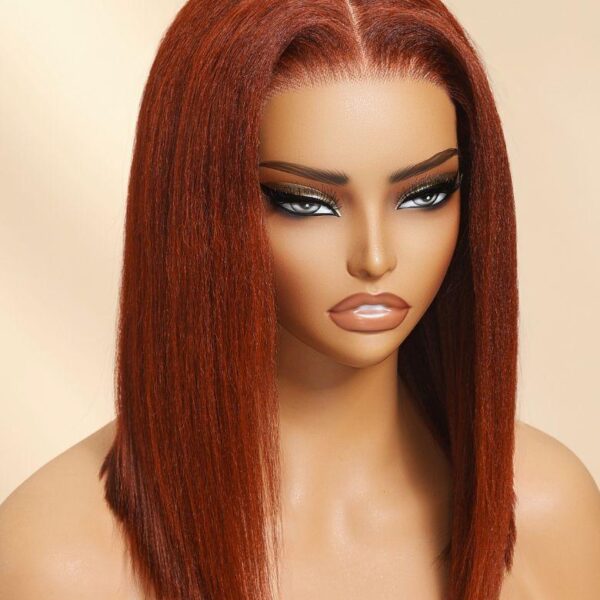 Lumivive Bye-Bye Knots™ 7x5 Lace Reddish Brown Yaki Blunt Bob Wig