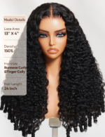 Lumivive 13x4 Pre-Everything™ Lace Frontal Natural Black Burmese Curly Wig with Finger Coily Ends - Image 4