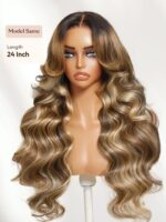 Lumivive 13x4 Bye Bye Slip™ Lace Frontal Warm Brown to Honey Blonde Balayage Loose Wave Wig with Face Framing Layers - Image 2