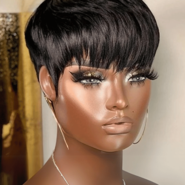 Lumivive Short Pixie Cut Human Hair Glueless Wig With Side Bangs