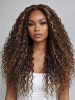Lumivive Bye-Bye Knots™ 7x5 Lace Water Wave Wig With Golden Brown Face Framing Highlights - Image 4