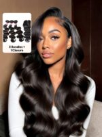 Lumivive 3Pcs Remy Hair Body Wave Bundles with Lace Closure