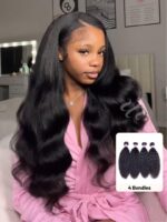 Lumivive 4 Packs Kinky Straight Brazilian Human Hair Bundles