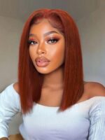 Lumivive Bye-Bye Knots™ 7x5 Lace Reddish Brown Yaki Blunt Bob Wig