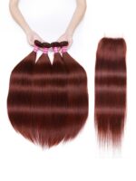 Lumivive Dark Auburn Body Wave Remy Human Hair 4 Bundles With Closure Deal - Image 2