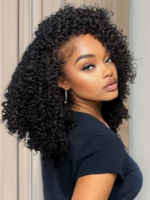 Lumivive Half Wig 4C Kinky Curly Glueless Flip Over Wig for Beginners