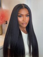 Lumivive HD Real Scalp™ Wig 13x4 Invisible Lace Frontal Black Kinky Straight Wig With Invisi Drawstring - Image 4