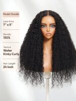 Lumivive Bye-Bye Knots™ 7x5 Lace Multi Textured Water Kinky Curly Wig with Invisi Drawstring - Image 3