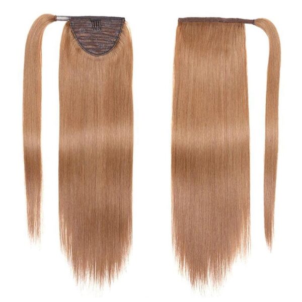 Lumivive Clip In Extension Ponytail Ash Brown Straight Human Hair