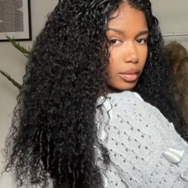 Lumivive InvisiBlend™ V Part Curly Texture Drawstring Human Hair Wig With Finger Coil Ends