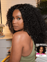 Lumivive Maxreal Half Wig 2x4 Lace Part Black Kinky Curly Wig