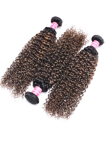 Lumivive #FB30 Brown Balayage Highlight 3Pcs Jerry Curly Human Hair Bundles - Image 2