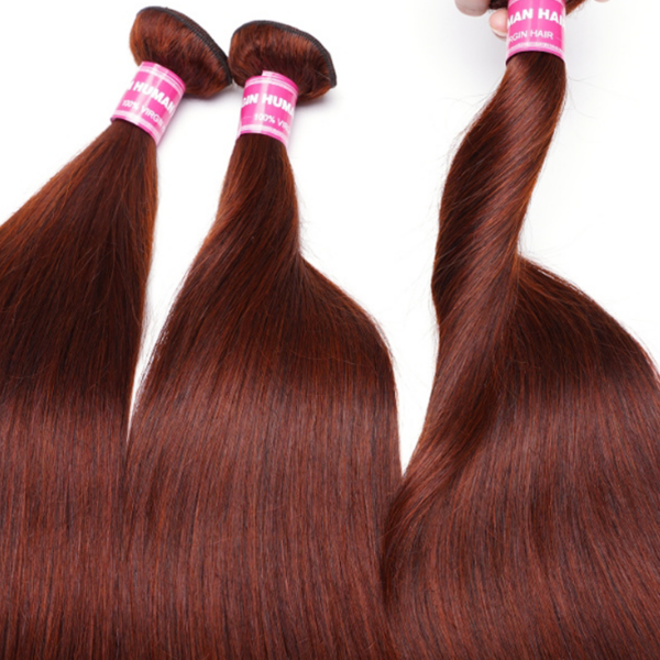 Lumivive Reddish Brown Straight 1Pc 100% Remy Human Hair Bundle