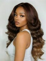 Lumivive 360 HD Lace Real Scalp™ Chocolate Brown to Caramel Honey Blonde Ombre Body Wave Wig - Image 2