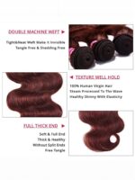 Lumivive Dark Auburn Body Wave Remy Human Hair 4 Bundles With Closure Deal - Image 8