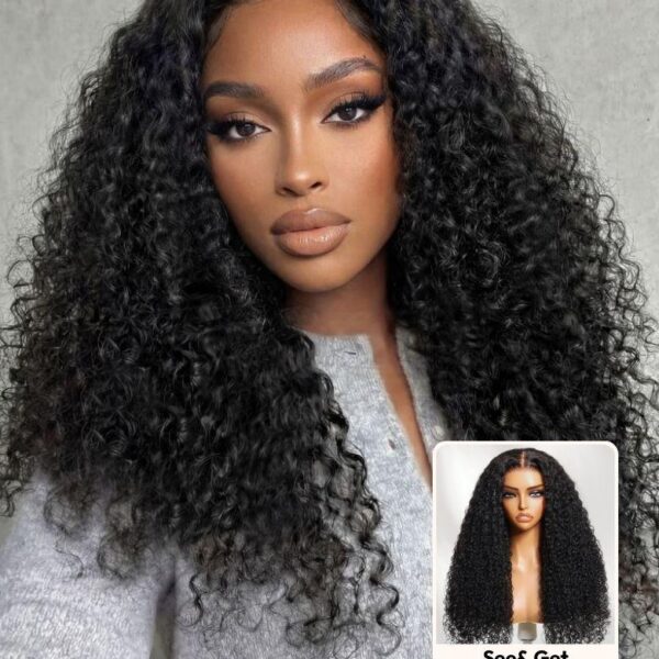 Lumivive Bye-Bye Knots™ 7x5 Lace Black Afro Twist Out Curls 150% Density Wig with Invisi Drawstring