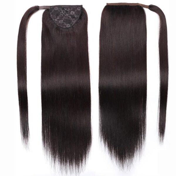 Lumivive Clip In Ponytail Off Black Straight Human Hair Extension