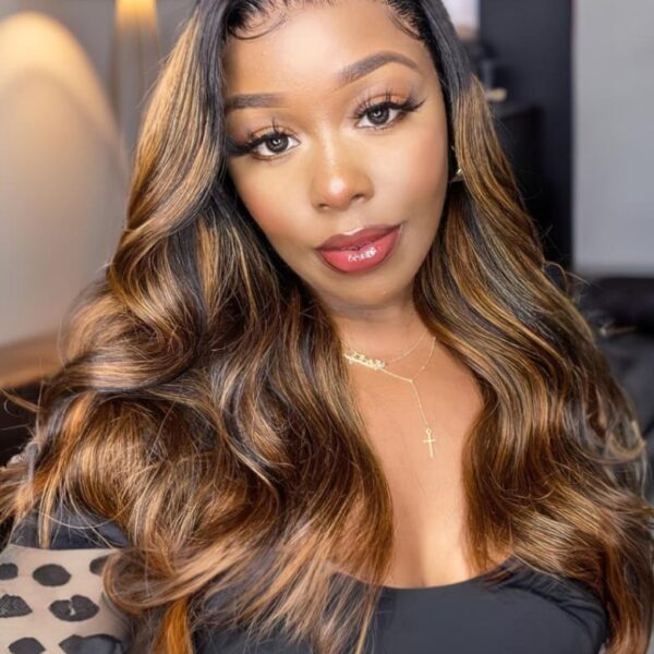 Lumivive Classic Brown Highlight 4Pcs Human Hair Body Wave Bundles