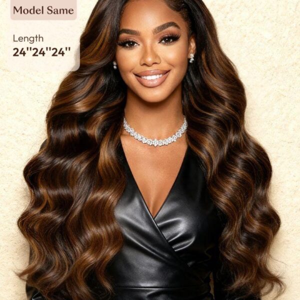 Lumivive #FB30 Brown Balayage Highlight 3Pcs Body Wave Human Hair Bundles