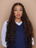 Lumivive #FB30 Brown Balayage Jerry Curly 1 Piece Human Hair Bundle