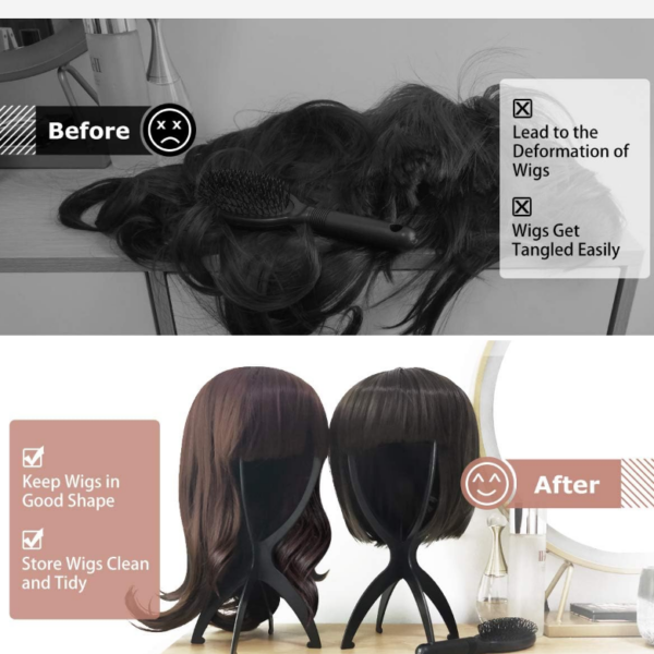 Lumivive Versatile Wig Stand for Multiple Wigs (3-Pack)