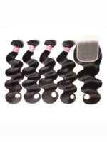 Lumivive 4Pcs Brazilian Hair Body Wave Bundles With Transparent Lace Closure - Image 6