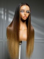 Lumivive 360 HD Lace Real Scalp™ Brown to Honey Blonde Ombre Silky Straight Wig with Dark Roots - Image 6