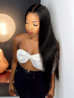 Lumivive Hair Upgrade T Part Lace Closure with Baby Hair Straight Human Hair Closure Middle Part Natural Black - Image 3